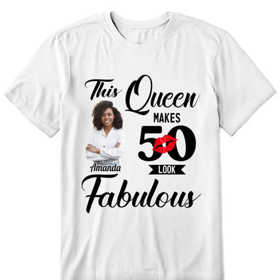 Personalized Photo This Queen Makes 50 Look Fabulous Shirt, Leopard Birthday Queen Shirt, Birthday Gift For Women Girls, Birthday Gift For Mom