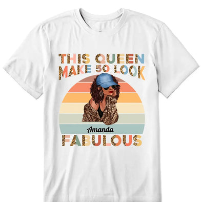 Personalized Vintage This Queen makes 50 look Fabulous 50th Birthday Lepard T-Shirt