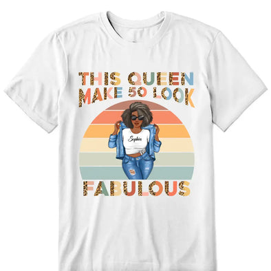 Personalized Vintage This Queen makes 50 look Fabulous 50th Birthday Lepard T-Shirt