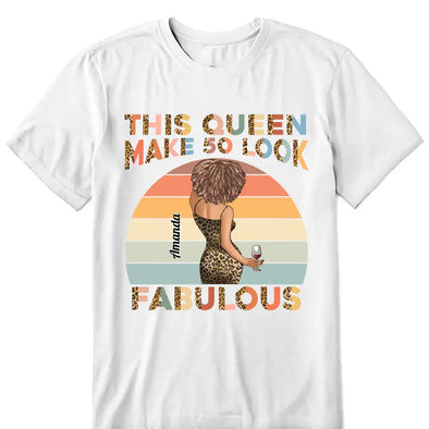 Personalized Vintage This Queen makes 50 look Fabulous 50th Birthday Lepard T-Shirt