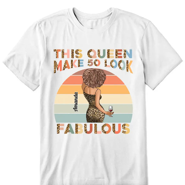 Personalized Vintage This Queen makes 50 look Fabulous 50th Birthday Lepard T-Shirt