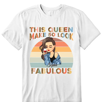 Personalized Vintage This Queen makes 50 look Fabulous 50th Birthday Lepard T-Shirt