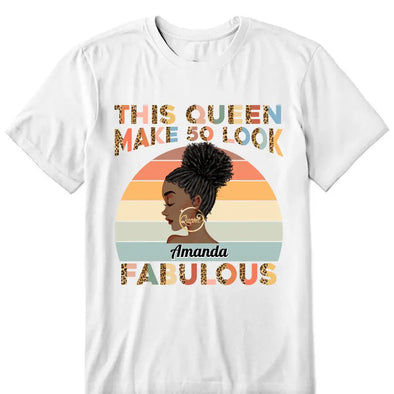 Personalized Vintage This Queen makes 50 look Fabulous 50th Birthday Lepard T-Shirt