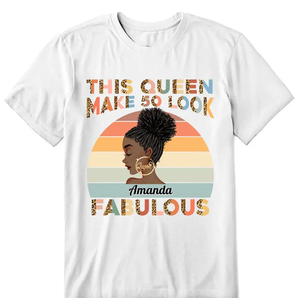 Personalized Vintage This Queen makes 50 look Fabulous 50th Birthday Lepard T-Shirt