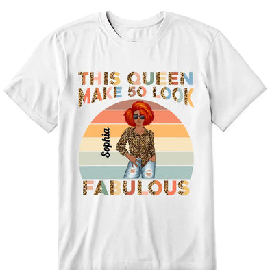 Personalized Vintage This Queen makes 50 look Fabulous 50th Birthday Lepard T-Shirt