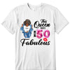 This Queen makes 50 look Fabulous 50th Birthday T-Shirt, Personalized A Queen Was Born Birthday Women, Birthday T Shirts, Custom Name Custom Date Birthday Shirt