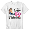 This Queen makes 50 look Fabulous 50th Birthday T-Shirt, Personalized A Queen Was Born Birthday Women, Birthday T Shirts, Custom Name Custom Date Birthday Shirt
