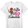 This Queen makes 50 look Fabulous 50th Birthday T-Shirt, Personalized A Queen Was Born Birthday Women, Birthday T Shirts, Custom Name Custom Date Birthday Shirt