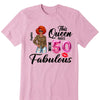 This Queen makes 50 look Fabulous 50th Birthday T-Shirt, Personalized A Queen Was Born Birthday Women, Birthday T Shirts, Custom Name Custom Date Birthday Shirt