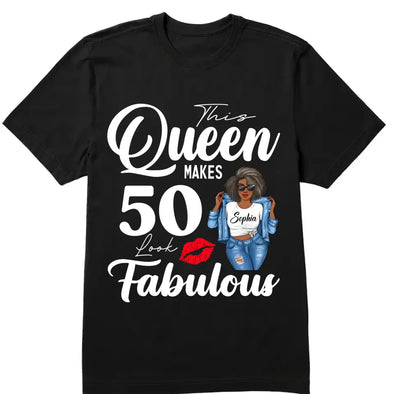 Personalized This Queen Makes 50 Look Fabulous Shirt, Leopard Birthday Queen Shirt, Birthday Gift For Women Girls, Birthday Gift For Mom