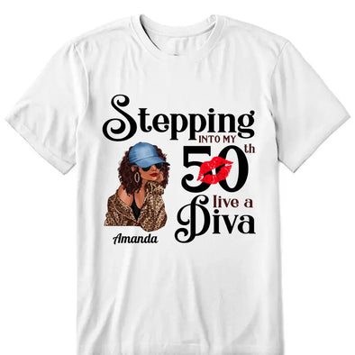 Stepping Into My 50th Birthday Like A Diva, Turning 50 Shirt, Gifts For Women Turning 50