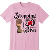 Stepping Into My 50th Birthday Like A Diva, Turning 50 Shirt, 50th Birthday Shirts For Her