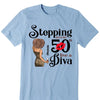 Stepping Into My 50th Birthday Like A Diva, Turning 50 Shirt, 50th Birthday Shirts For Her