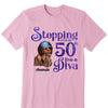 Stepping Into My 50th Birthday Like A Diva, Turning 50 Shirt, 50th Birthday Shirts For Her