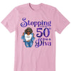 Stepping Into My 50th Birthday Like A Diva, Custom Birthday Shirts, Turning 50 Shirt
