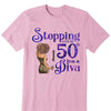 Stepping Into My 50th Birthday Like A Diva, Custom Birthday Shirts, Turning 50 Shirt