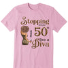 Stepping Into My 50th Birthday Like A Diva, Custom Birthday Shirts, Gifts For Women Turning 50