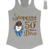 Stepping Into My 50th Birthday Like A Diva, Custom Birthday Shirts, Gifts For Women Turning 50