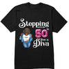 Stepping Into My 50th Birthday Like A Diva, Custom Birthday Shirts, Turning 50 Shirt, 50th Birthday Shirts For Her