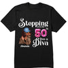 Stepping Into My 50th Birthday Like A Diva, Custom Birthday Shirts, Turning 50 Shirt, 50th Birthday Shirts For Her