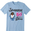 Custom 50th Birthday Shirt For Women, 50 Years Old Birthday Shirt, Personalized Birthday Gift, Stepping Into My 50th Birthday Like A Diva
