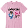 Custom 50th Birthday Shirt For Women, 50 Years Old Birthday Shirt, Personalized Birthday Gift, Stepping Into My 50th Birthday Like A Diva