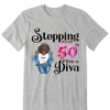 Custom 50th Birthday Shirt For Women, 50 Years Old Birthday Shirt, Personalized Birthday Gift, Stepping Into My 50th Birthday Like A Diva