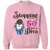 Custom 50th Birthday Shirt For Women, 50 Years Old Birthday Shirt, Personalized Birthday Gift, Stepping Into My 50th Birthday Like A Diva