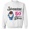 Custom 50th Birthday Shirt For Women, 50 Years Old Birthday Shirt, Personalized Birthday Gift, Stepping Into My 50th Birthday Like A Diva