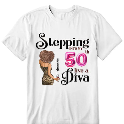 Stepping Into My 50th Birthday Like A Queen, Custom 50th Birthday Shirt For Women, 50 Years Old Birthday Shirt, Personalized Birthday Gift.