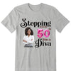 Custom 50th Birthday shirt, Stepping into my 50th birthday live a Diva Shirt, Birthday Shirt, Birthday Queen Shirt