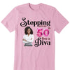 Custom 50th Birthday shirt, Stepping into my 50th birthday live a Diva Shirt, Birthday Shirt, Birthday Queen Shirt