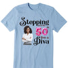 Custom 50th Birthday shirt, Stepping into my 50th birthday live a Diva Shirt, Birthday Shirt, Birthday Queen Shirt