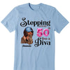 Stepping into my 50th birthday live a Diva Shirt, 50th Birthday shirt, Birthday Shirt, Birthday Queen Shirt
