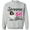 Custom 50th Birthday shirt, Stepping into my 50th birthday live a Diva Shirt, Birthday Shirt, Birthday Queen Shirt