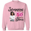 Custom 50th Birthday shirt, Stepping into my 50th birthday live a Diva Shirt, Birthday Shirt, Birthday Queen Shirt