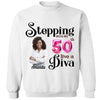 Custom 50th Birthday shirt, Stepping into my 50th birthday live a Diva Shirt, Birthday Shirt, Birthday Queen Shirt