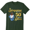 Personalized Birthday Gift, Stepping into my 50th birthday live a Diva Shirt, 50th Birthday shirt, Birthday Shirt, Birthday Queen Shirt