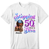 Personalized Birthday Gift, Stepping into my 50th birthday live a Diva Shirt, 50th Birthday shirt, This Queen Makes 50 Look Fabulous, Birthday Girl, 50 Birthday Women