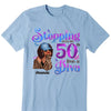 Personalized Birthday Gift, Stepping into my 50th birthday live a Diva Shirt, 50th Birthday shirt, This Queen Makes 50 Look Fabulous, Birthday Girl, 50 Birthday Women