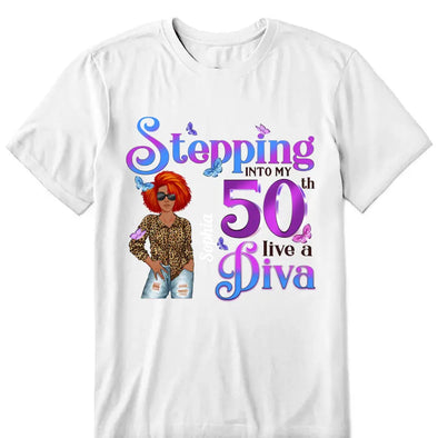 This Queen Makes 50 Look Fabulous, Stepping Into My 50th Birthday Live A Diva Shirt, Custom 50th Birthday Shirt For Women, 50 Years Old Birthday Shirt, Personalized Birthday Gift.
50th Birthday shirt, Birthday Girl, 50 Birthday Women