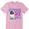 Custom 50th Birthday Shirt For Women,  Stepping Into My 50th Birthday Live A Diva Shirt, 50 Years Old Birthday Shirt, Personalized Birthday Gift, 50th Birthday shirt, This Queen Makes 50 Look Fabulous, Birthday Girl, 50 Birthday Women