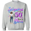 Custom 50th Birthday Shirt, Stepping Into My 50th Birthday Live A Diva Shirt, Custom 50th Birthday Shirt For Women, 50 Years Old Birthday Shirt, Personalized Birthday Gift, Birthday Girl, 50 Birthday Women