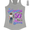 Custom 50th Birthday Shirt, Stepping Into My 50th Birthday Live A Diva Shirt, Custom 50th Birthday Shirt For Women, 50 Years Old Birthday Shirt, Personalized Birthday Gift, Birthday Girl, 50 Birthday Women