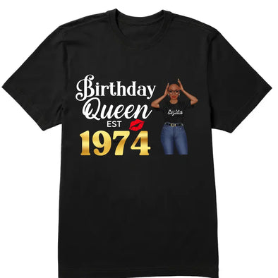 Custom Birthday Shirts, 1974 Shirt, 50th Birthday Shirts, Birthday Queen Est 1974 T-Shirt, Birth Since Shirt