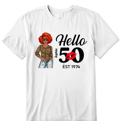 Personalized Hello 50th Birthday Shirts, Custom Birthday Shirts, Turning 50 Shirt, Gifts For Women Turning 50, 50 And Fabulous Shirt, 1974 Shirt