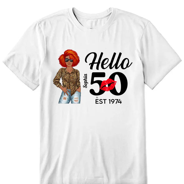 Personalized Hello 50th Birthday Shirts, Custom Birthday Shirts, Turning 50 Shirt, Gifts For Women Turning 50, 50 And Fabulous Shirt, 1974 Shirt