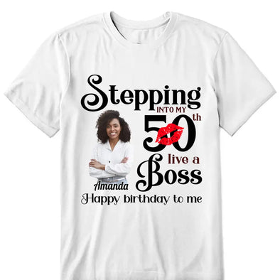Personalized Stepping Into My 50th Live a Boss Hello 50th Birthday Shirts, Custom Birthday Shirts, Turning 50 Shirt, Gifts For Women, 50 And Fabulous Shirt, 1974 Shirt