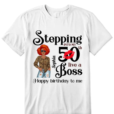 Personalized Stepping Into My 50th Live a Boss Hello 50th Birthday Shirts, Custom Birthday Shirts, Turning 50 Shirt, Gifts For Women, 50 And Fabulous Shirt, 1974 Shirt