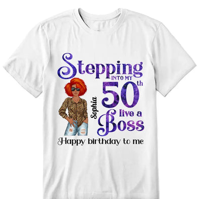 Personalized Stepping Into My 50th Live a Boss Hello 50th Birthday Shirts, Custom Birthday Shirts, Turning 50 Shirt, Gifts For Women, 50 And Fabulous Shirt, 1974 Shirt